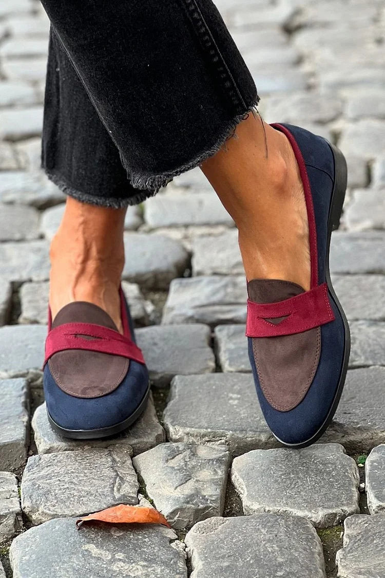 Aaltje | Suède Loafers met Kleurblokken