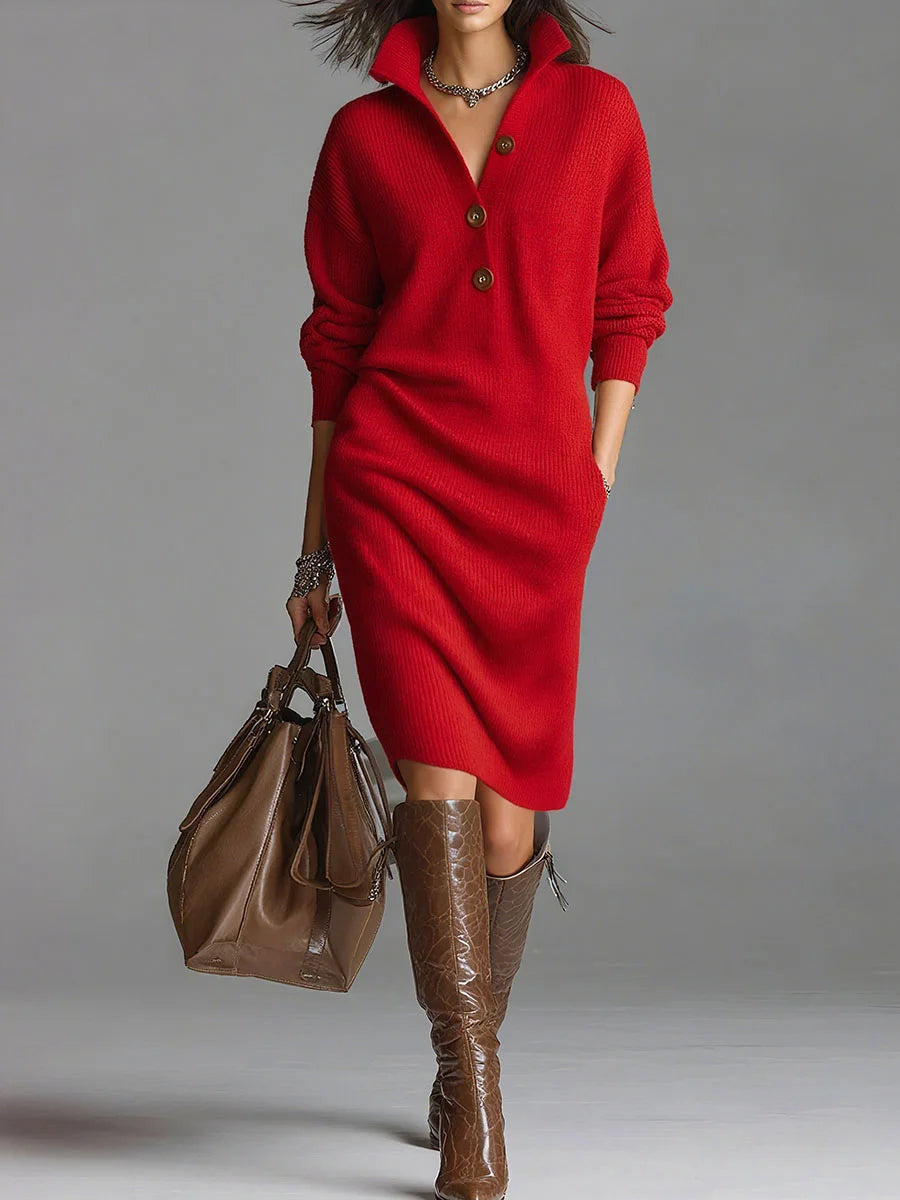 Norlyn | Chique geribde midi jurk