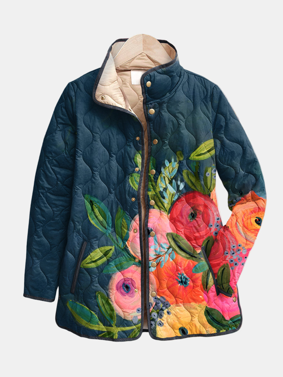 Amanda | Gewatteerd jasje met vintage bloemenprint