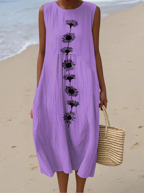 Mette | Violet Bloom midi-jurk