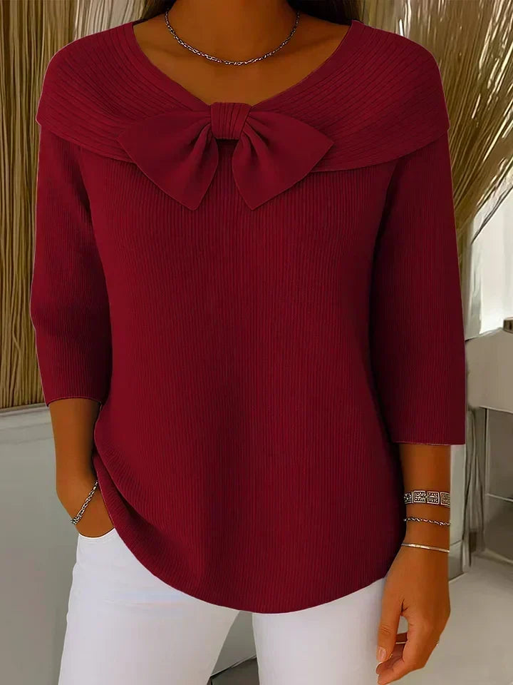 Jessica | Dames Trui met Strikdetail en Ronde Hals