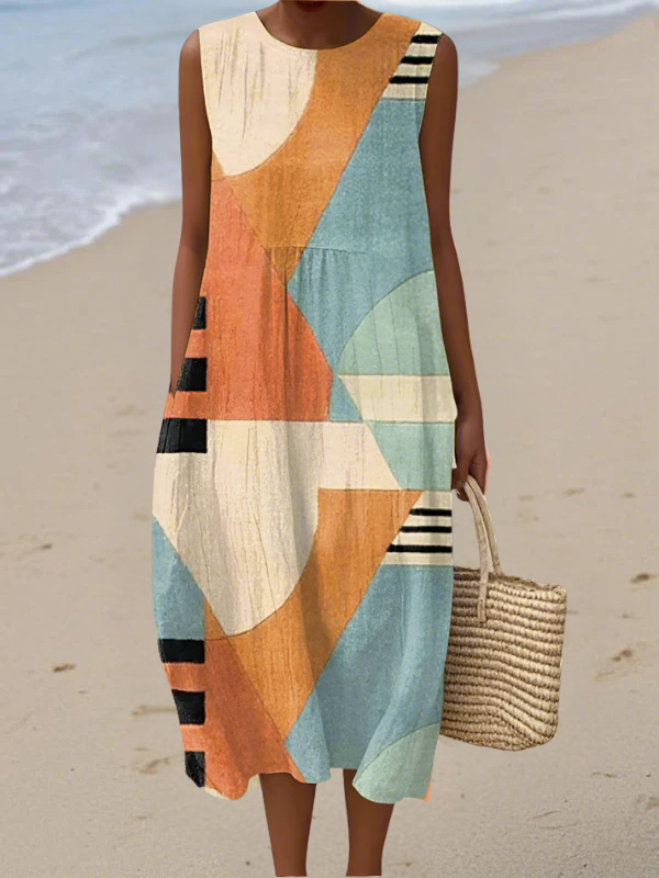 Iris | Geometrische Midi-Jurk