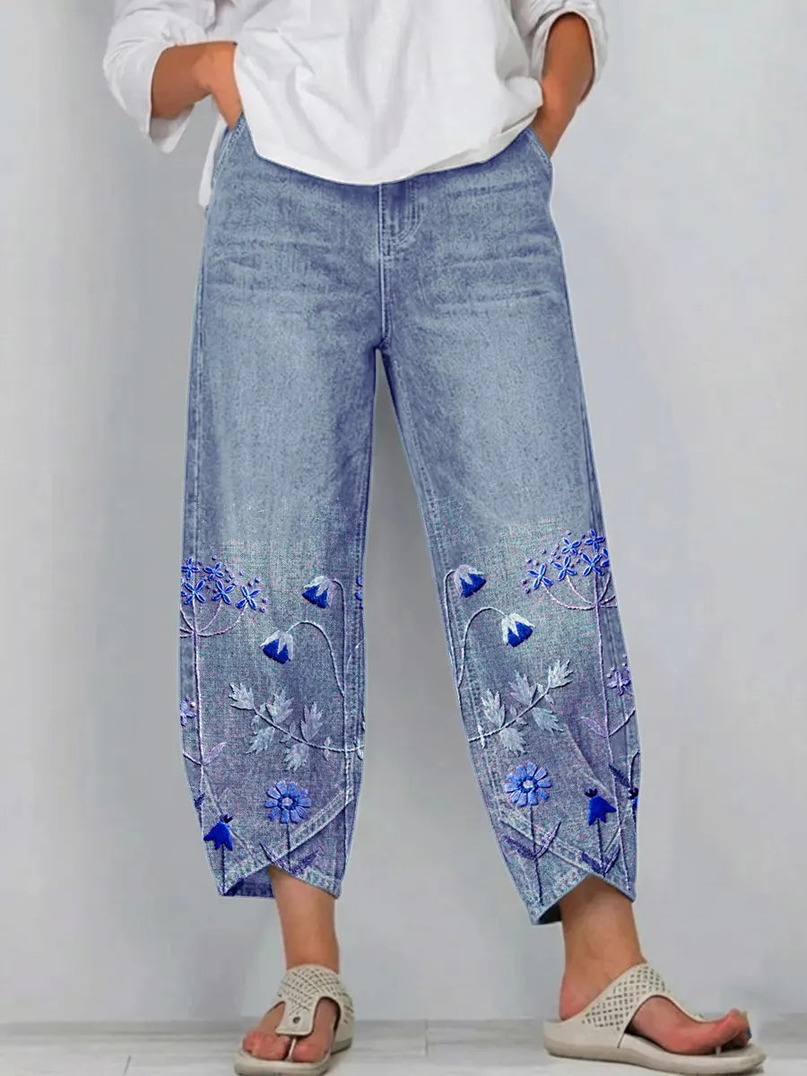 Avery | Casual Geborduurde Broek
