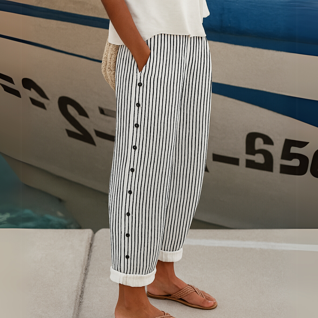 Jarane | Comfortabele gestreepte casual broek