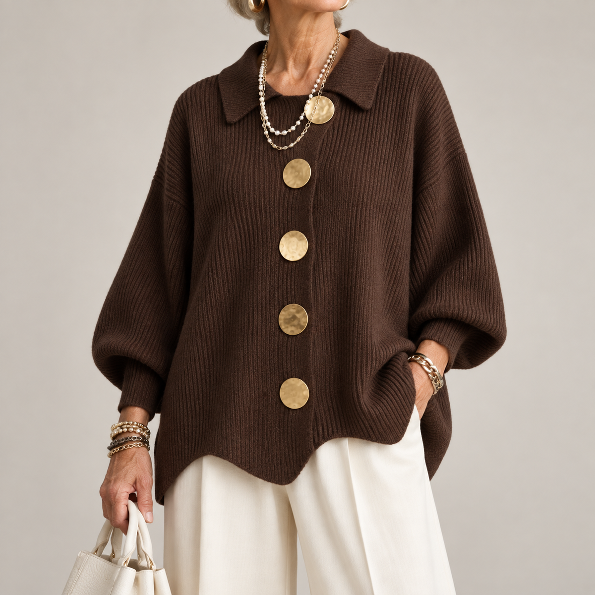 Isabelle | Oversized vest met kraag