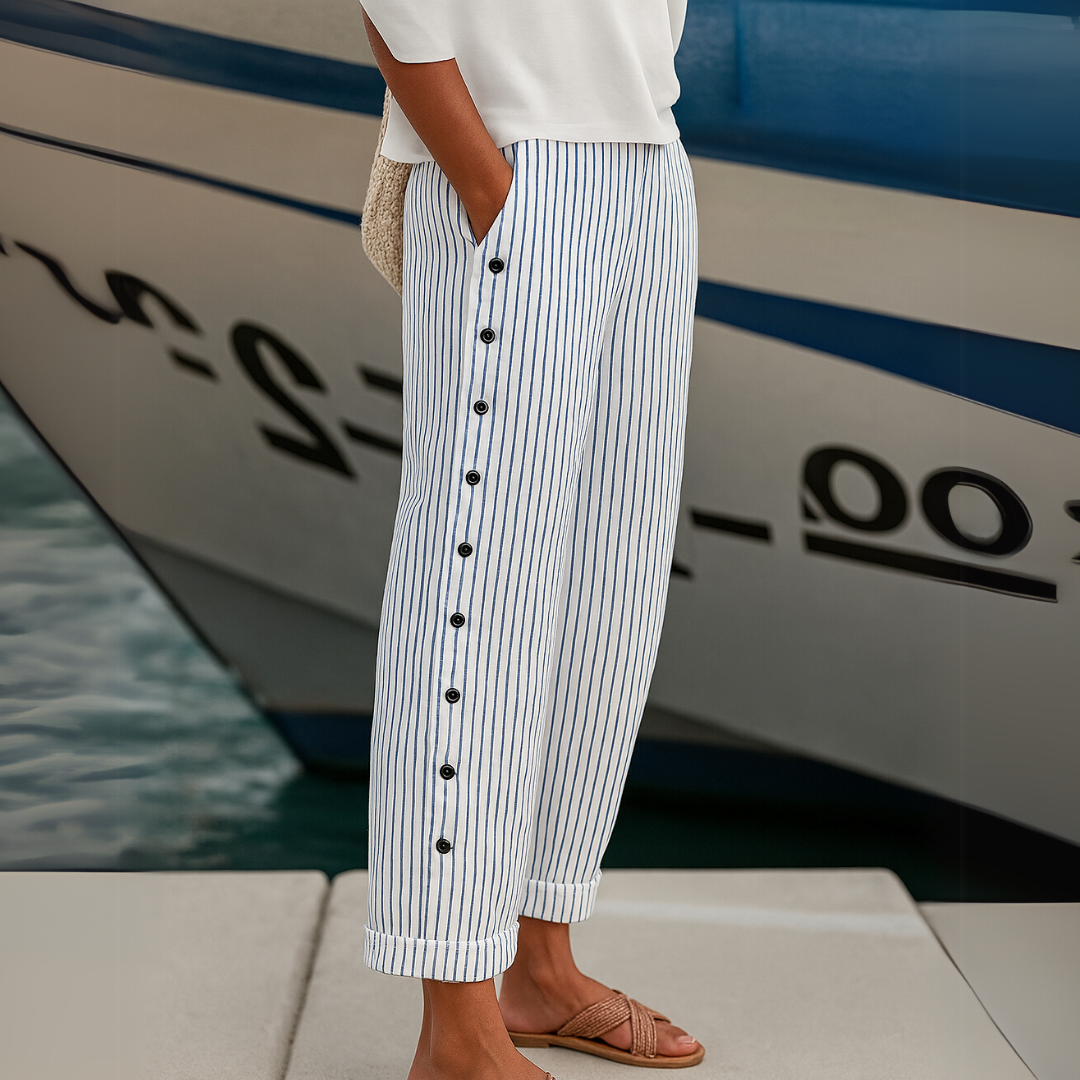 Jarane | Comfortabele gestreepte casual broek