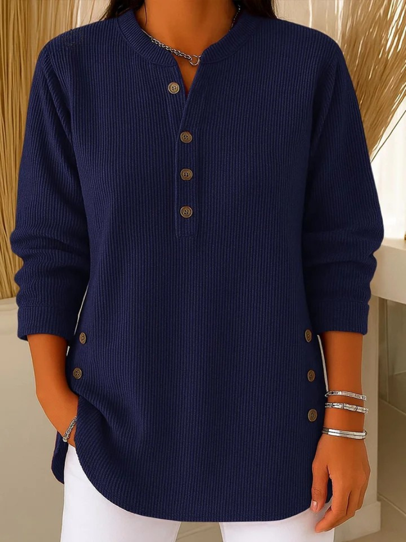 Ashley | Dames Henley Tuniek met Knoopsluiting