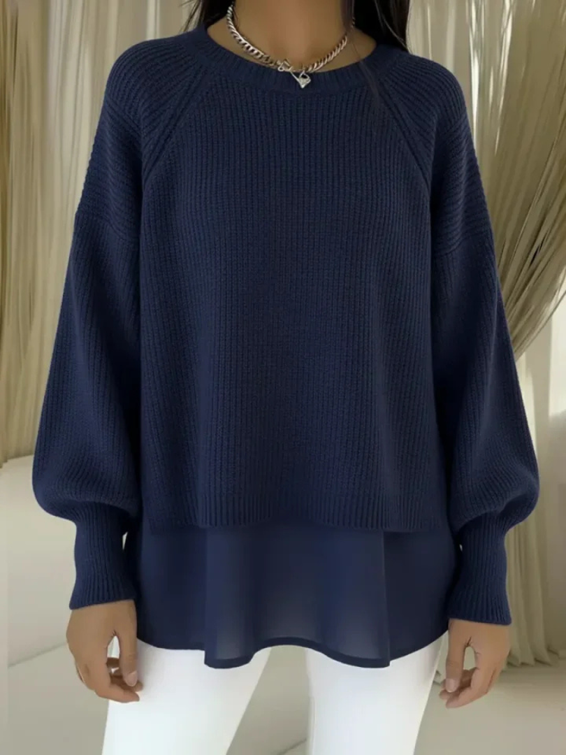 Susan | Dames Trui met Gelaagde Look en Raglanmouwen