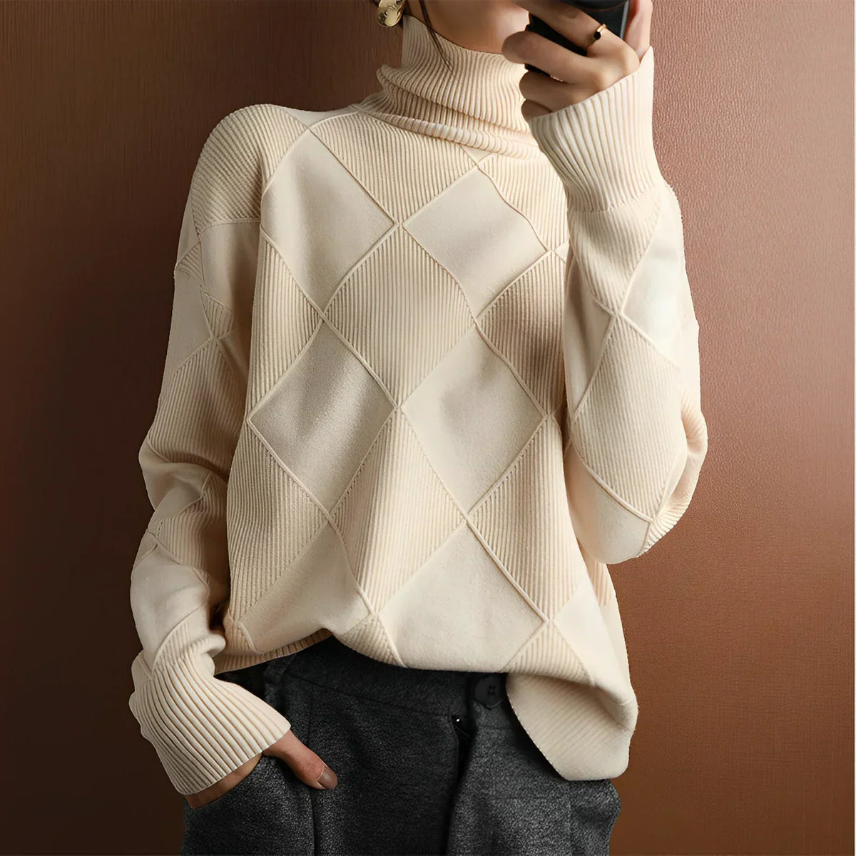 Marcelle | Elegante Coltrui met Geometrisch Patroon