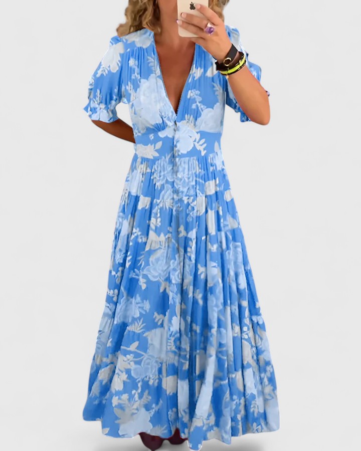 Madison | Elegante jurk met bloemenprint en V-hals