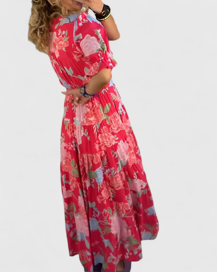 Madison | Elegante jurk met bloemenprint en V-hals