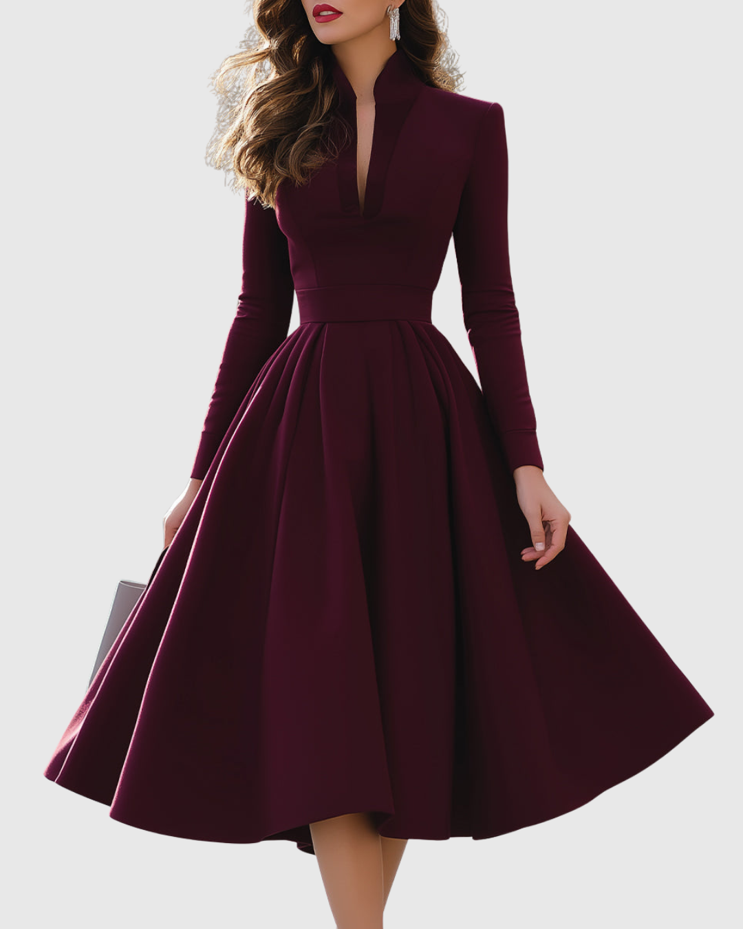 Roos | V-Hals midi-jurk