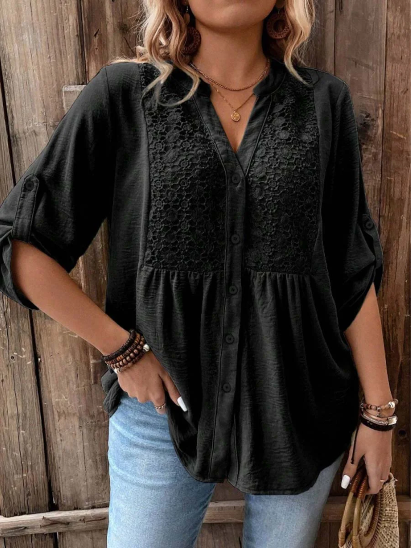 Trisha – Blouse met V-hals en knopen