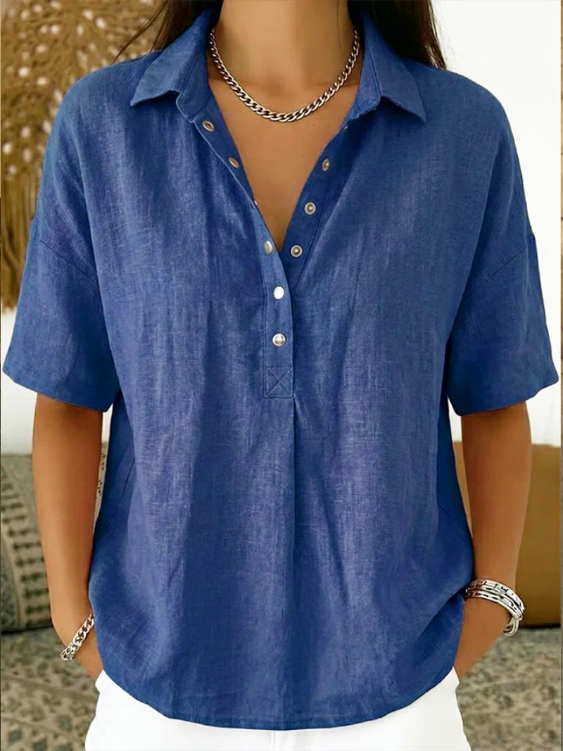 Therese – Blouse met kraag en knoopdetail