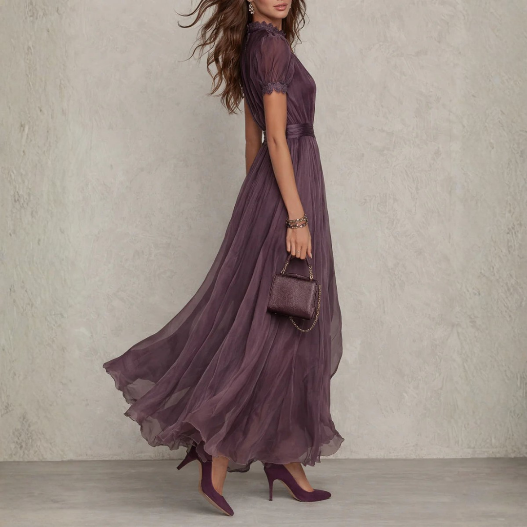 Angelica | Maxi-jurk met kanten rand