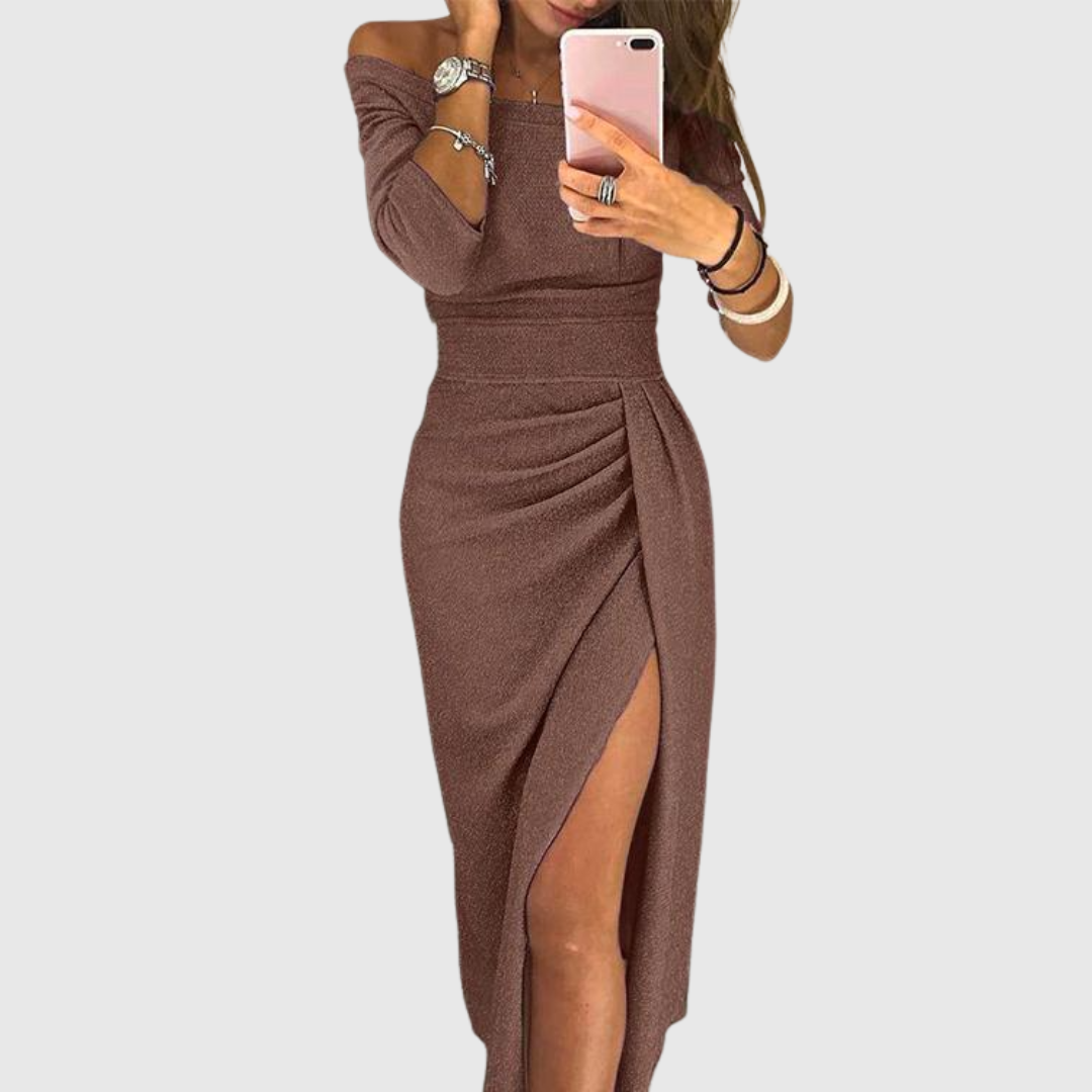 Isabeau | Chique Midi Jurk Met Elegante Split