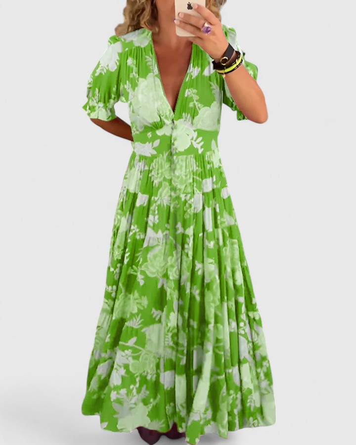 Madison | Elegante jurk met bloemenprint en V-hals