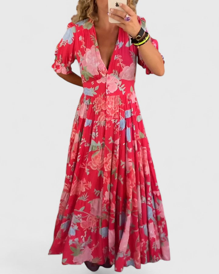 Madison | Elegante jurk met bloemenprint en V-hals