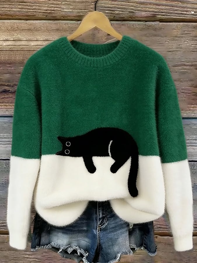 Aubrey | Oversized Damestrui met Kattenprint