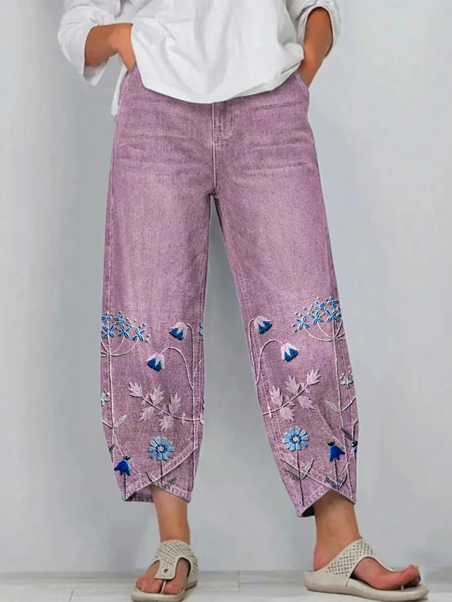 Avery | Casual Geborduurde Broek