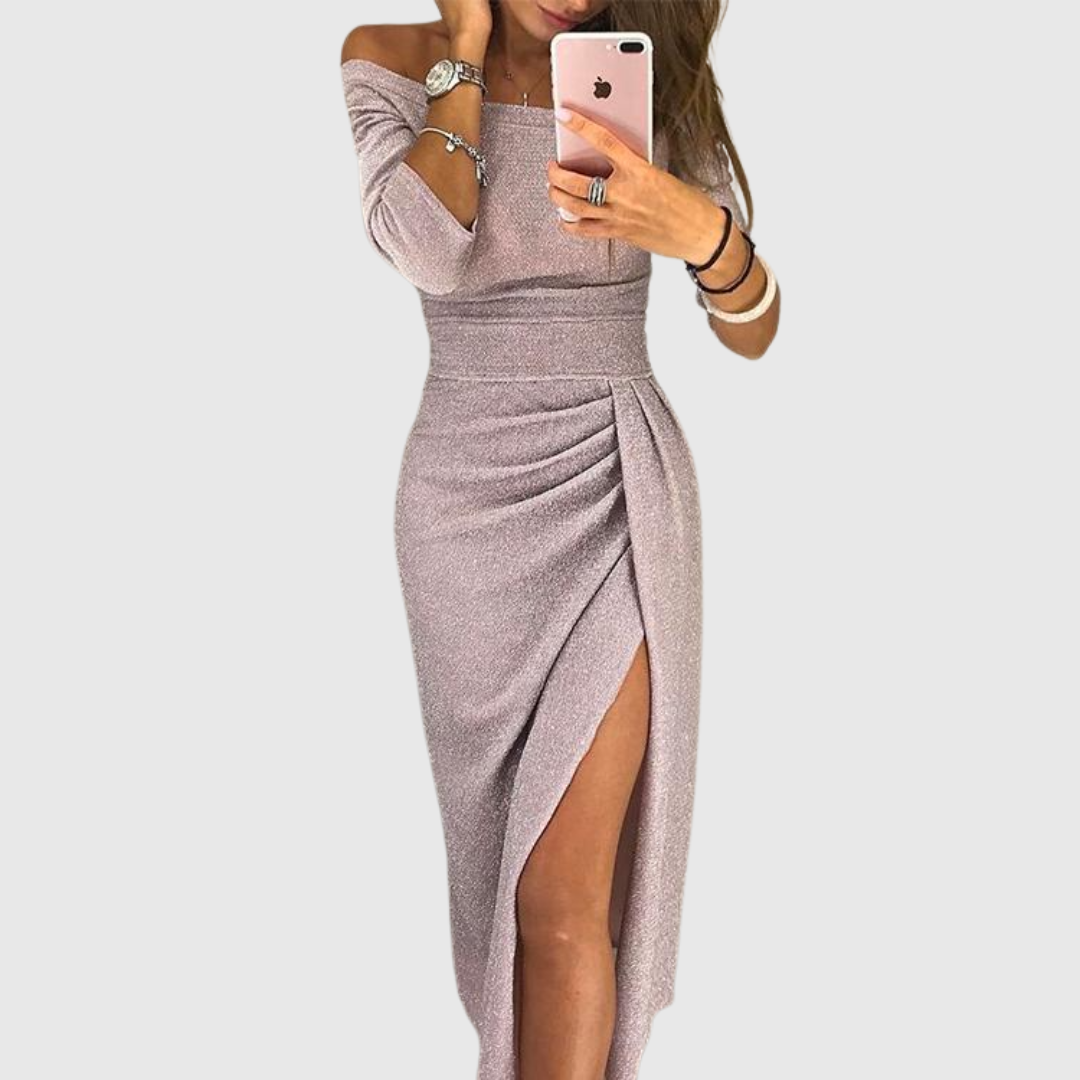 Isabeau | Chique Midi Jurk Met Elegante Split