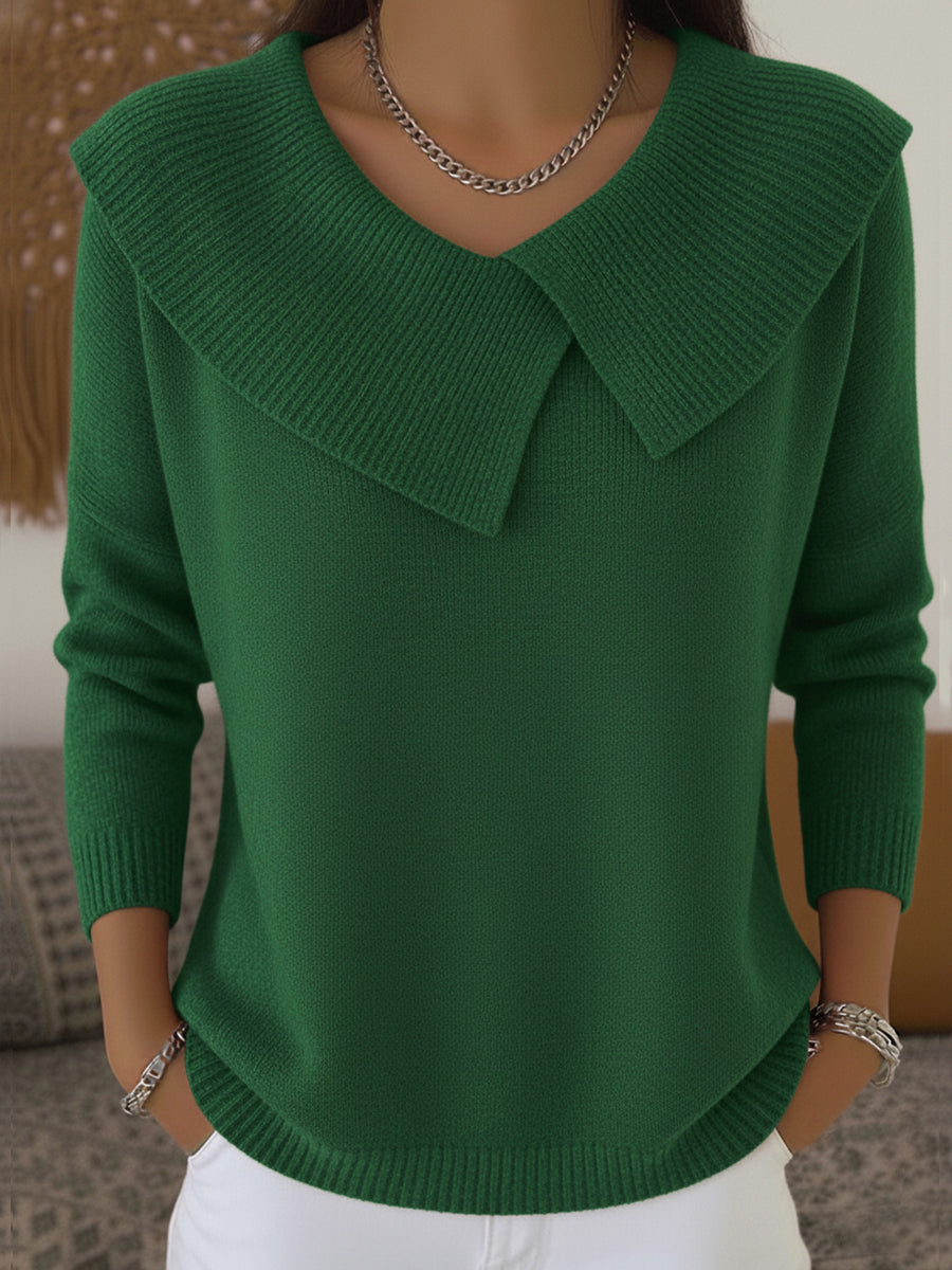 Kimberly | Dames Trui met Omslagkraag en Geribde Details