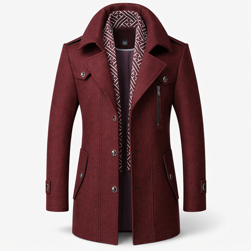 Benjamin | Heren Winterjas met Klassieke Kraag en Knoopsluiting