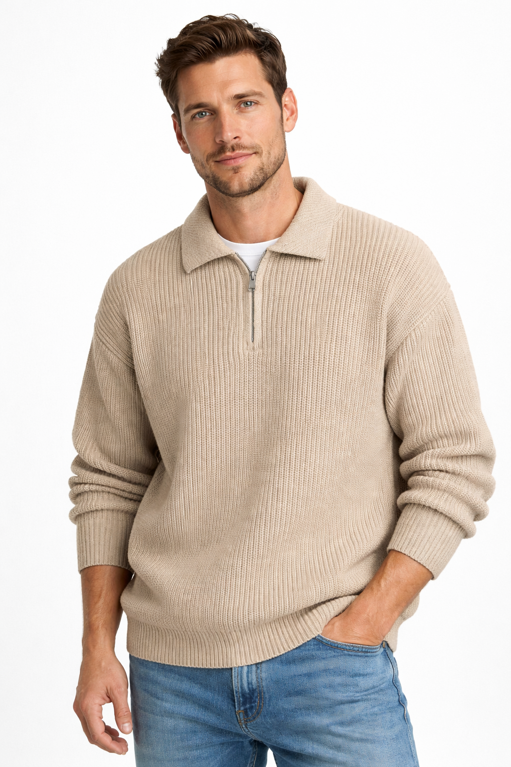 Brian | Heren Quarter-Zip Trui met Reverskraag