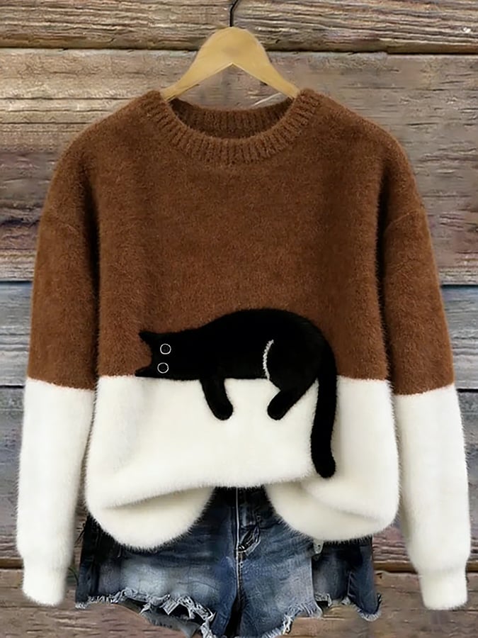 Aubrey | Oversized Damestrui met Kattenprint