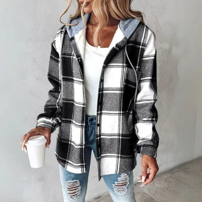 Sara | Casual Flanellen Jas met Capuchon