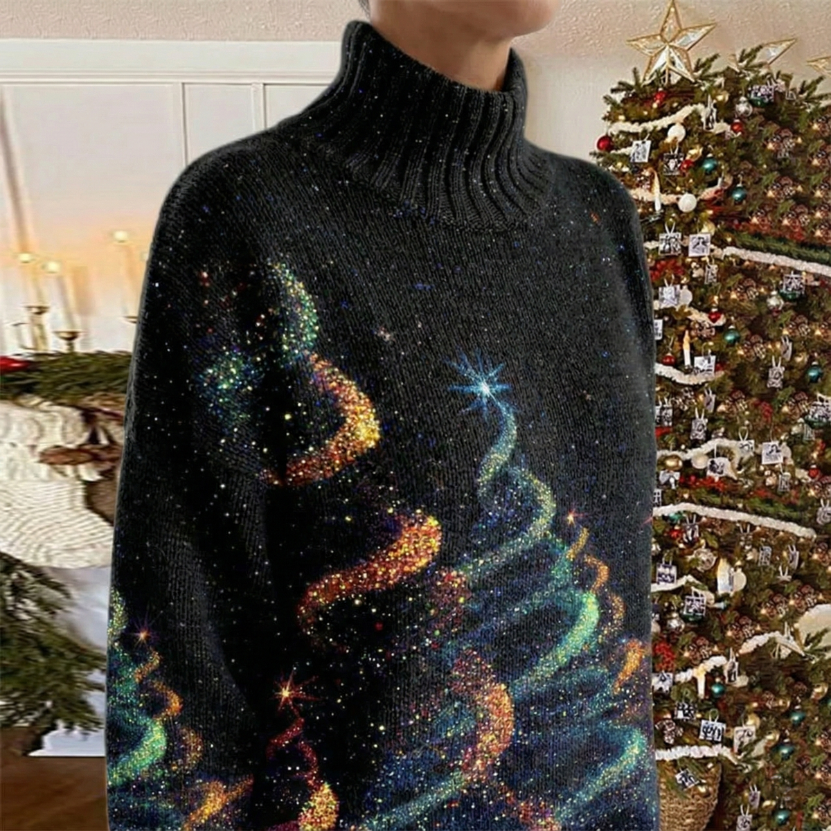 Saraya | Kersttrui Met Sterrenprint