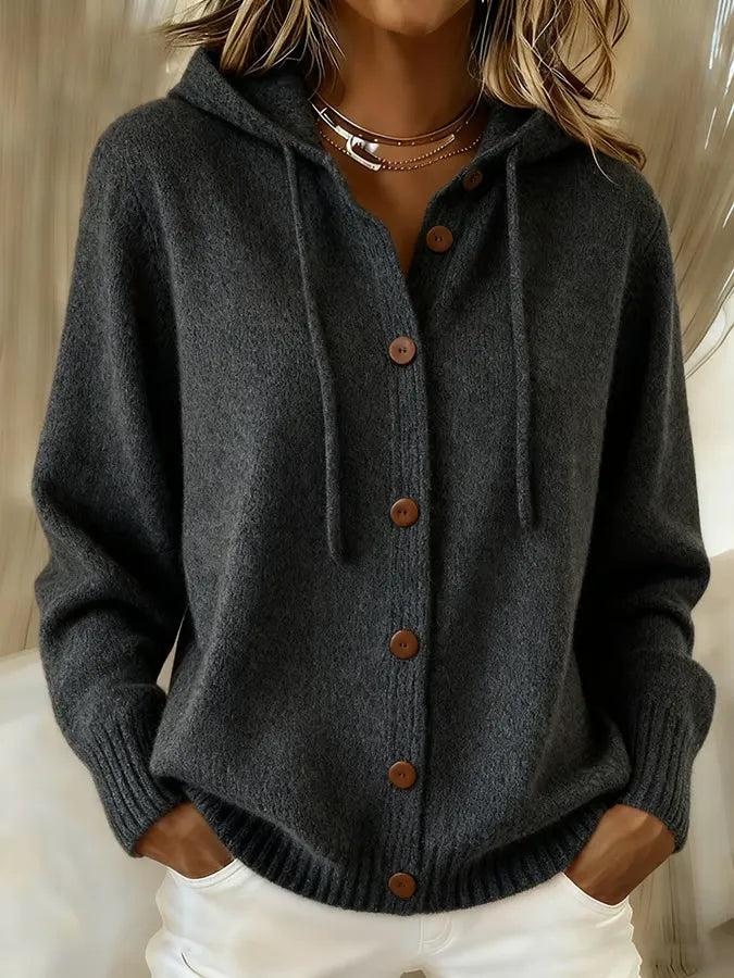 Barbara | Dames Vest-Hoodie met Capuchon en Knoopsluiting