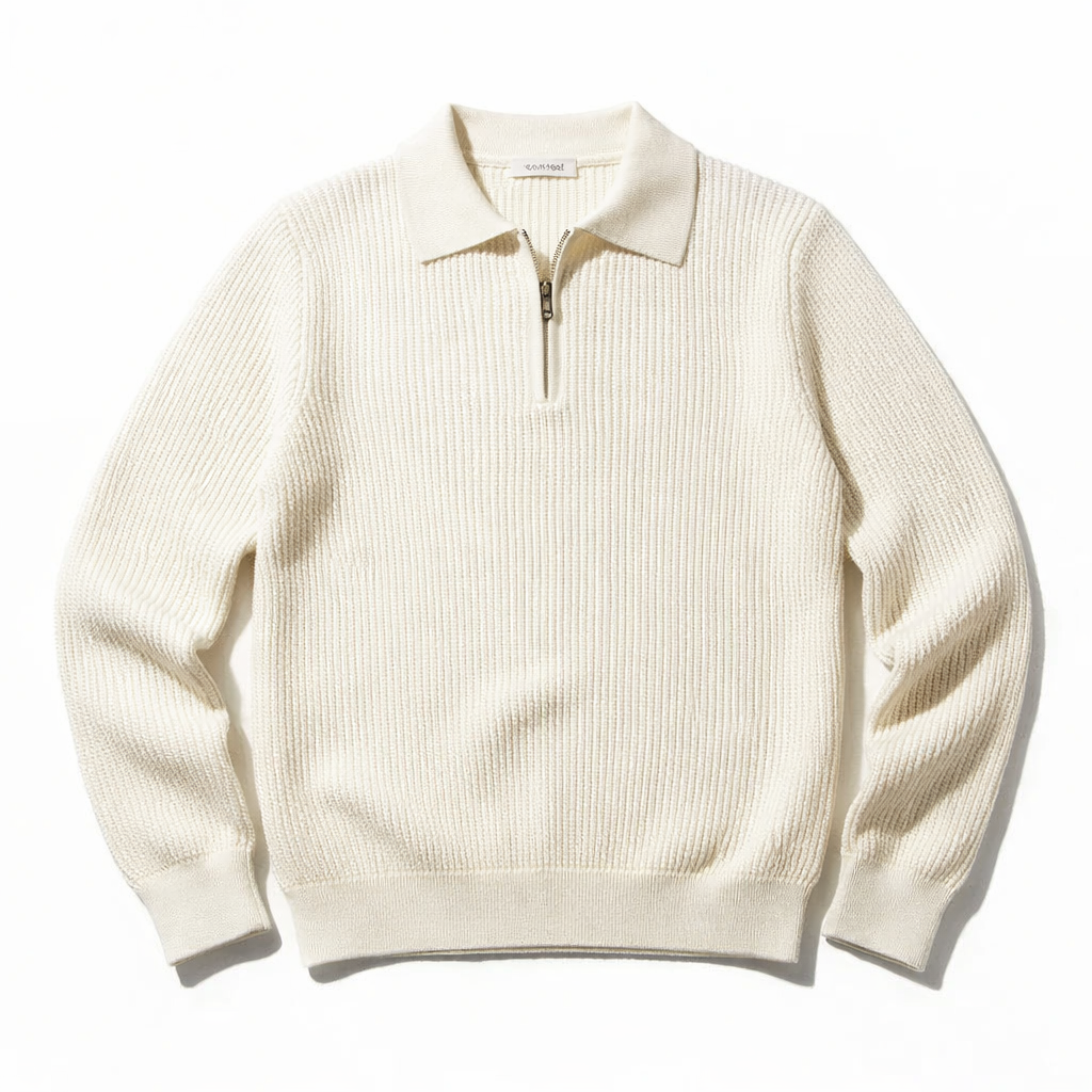 Brandon | Heren Quarter-Zip Trui met Ribstructuur
