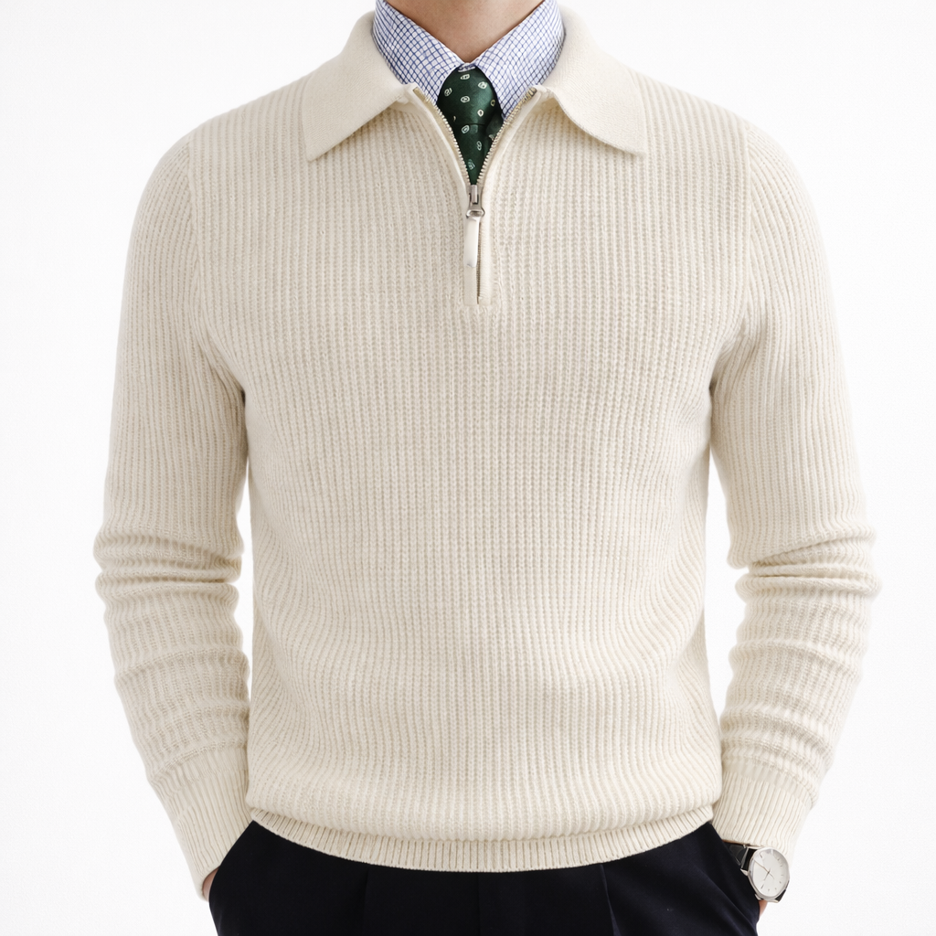 Brandon | Heren Quarter-Zip Trui met Ribstructuur