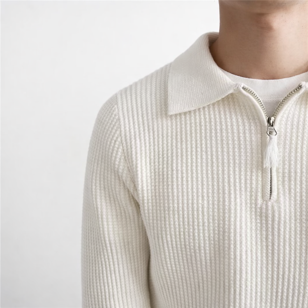 Brandon | Heren Quarter-Zip Trui met Ribstructuur