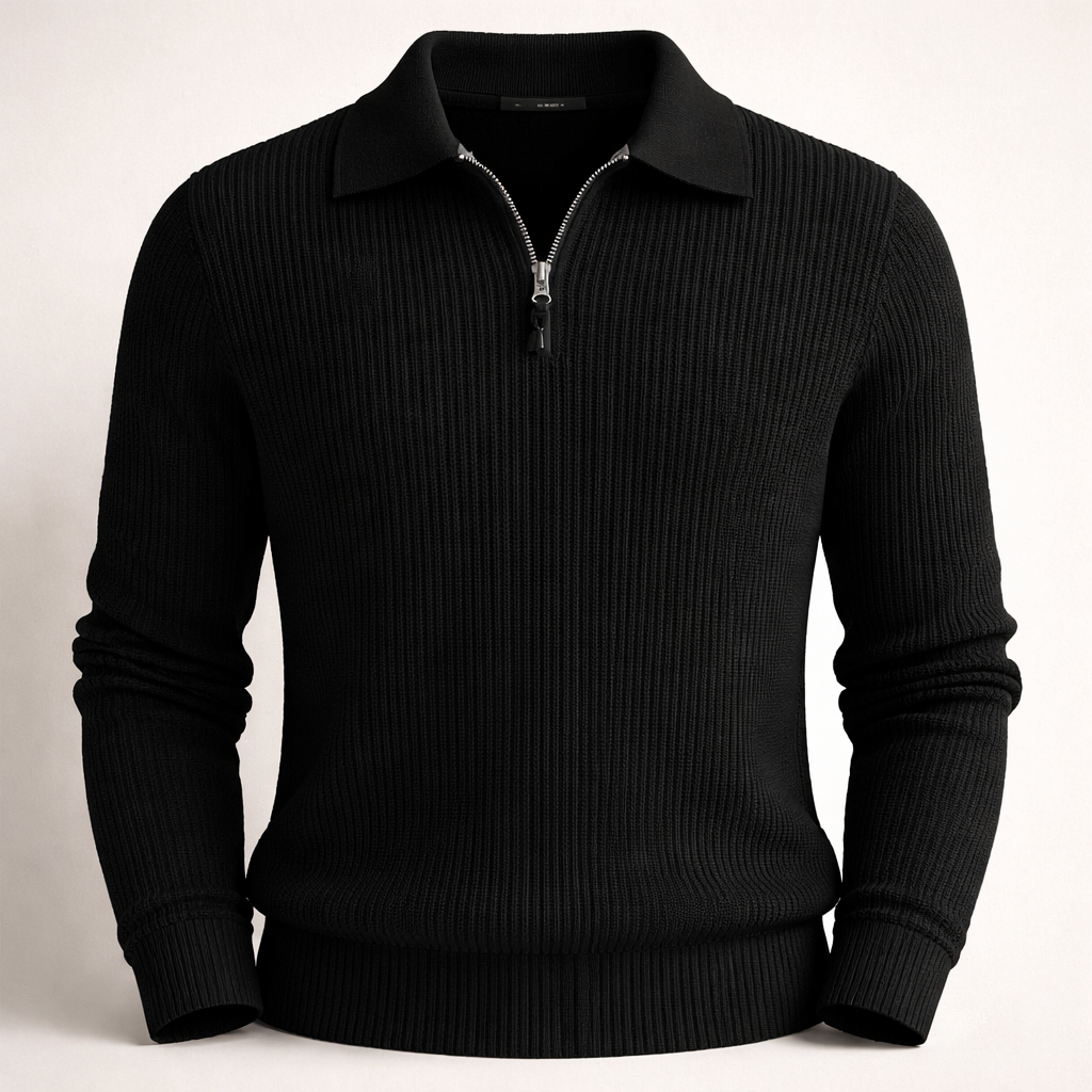 Brandon | Heren Quarter-Zip Trui met Ribstructuur