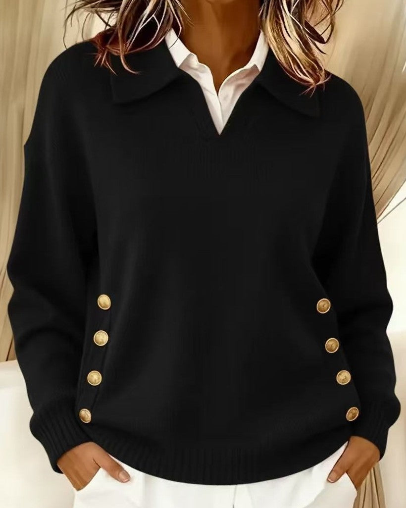 Belinara - Elegante Trui met Gouden Knopen