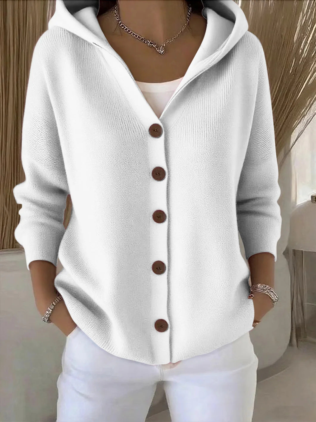 Melissa | Dames Vest met Capuchon en Knoopsluiting