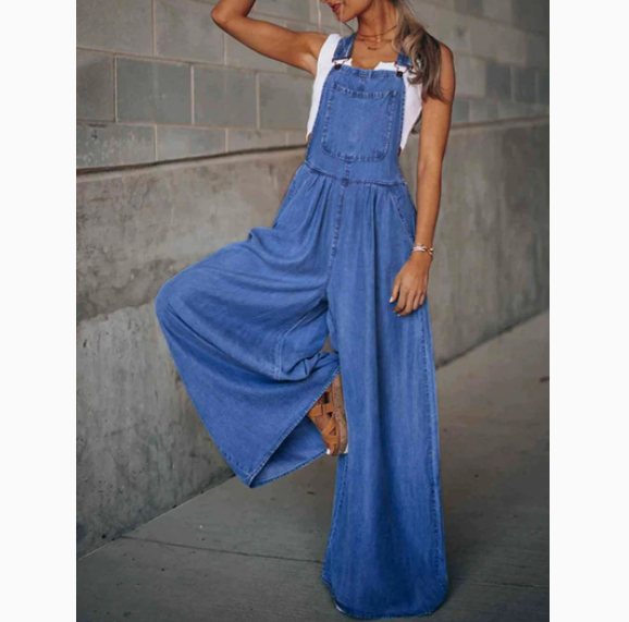 Patricia | Losvallende Denim Jumpsuit met Bretels