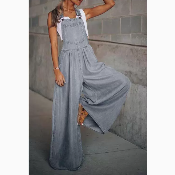 Patricia | Losvallende Denim Jumpsuit met Bretels
