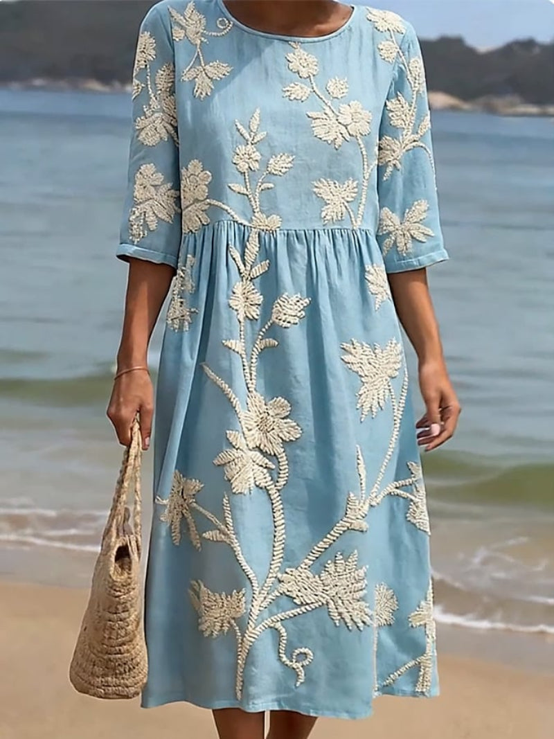 Amelia | Geborduurde Vintage Jurk