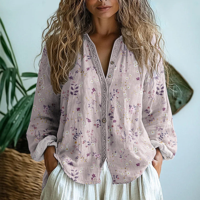 Shane | Elegant overhemd met vintage bladerenprint