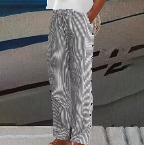 Jarane | Comfortabele gestreepte casual broek