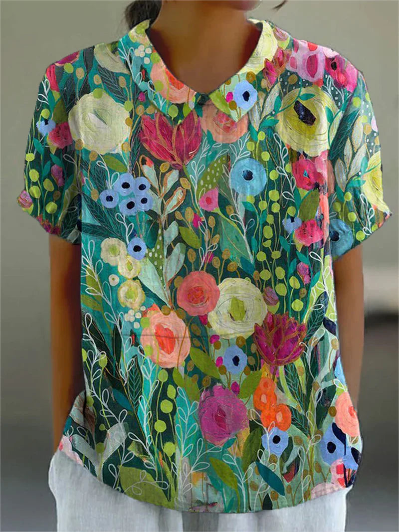 Stacey | Kleurrijk shirt met artistieke print