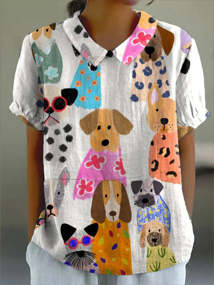 Stacey | Kleurrijk shirt met artistieke print