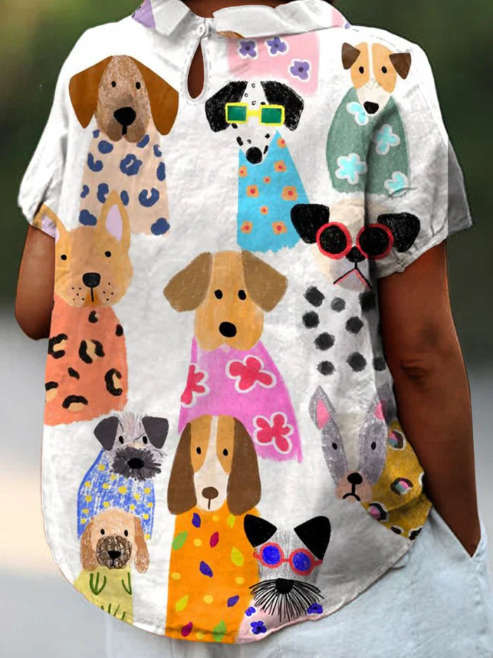 Stacey | Kleurrijk shirt met artistieke print
