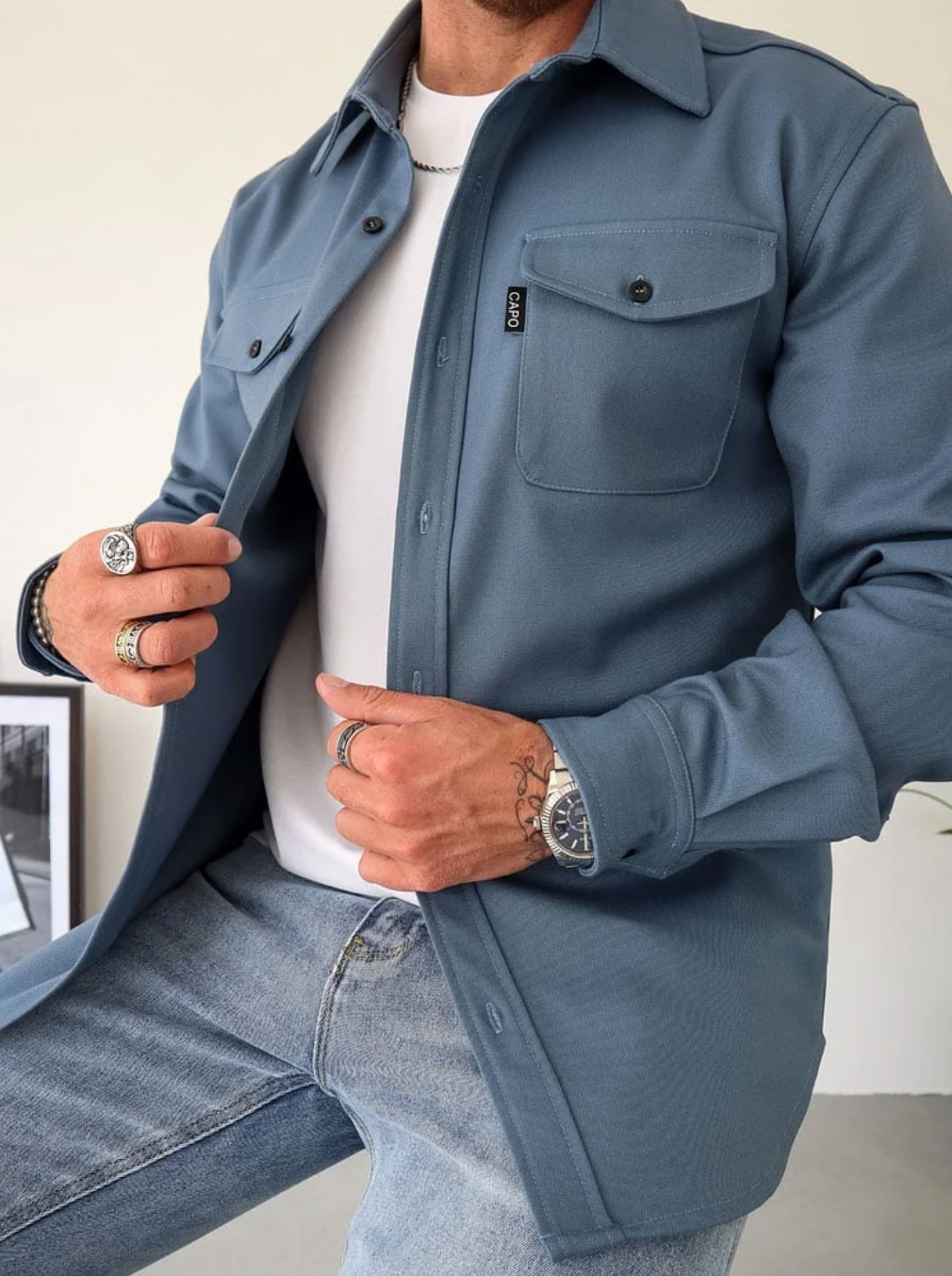 Terry | Heren Overhemd met Borstzakken en Knoopsluiting