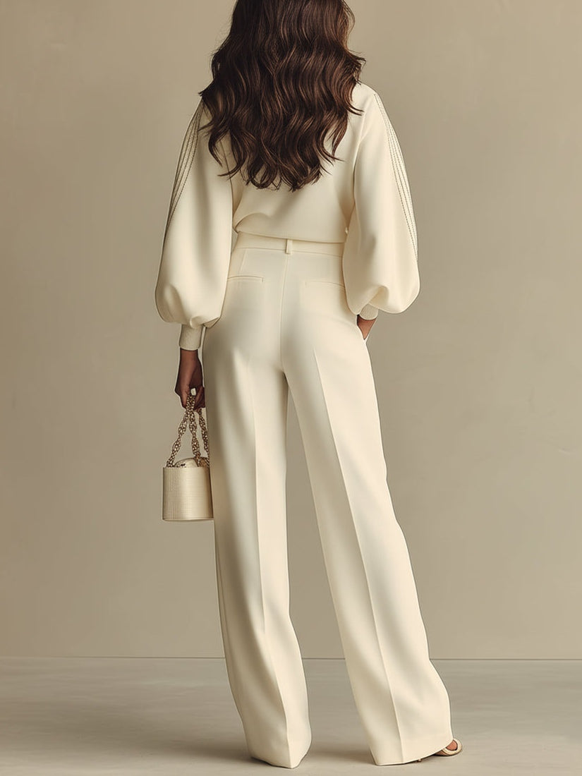 Linda – Geribbelde set met brede broek