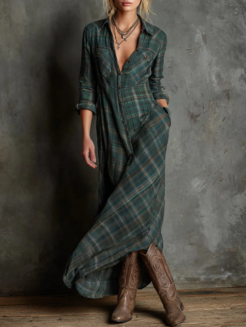 Talia | Moderne Boho Ruitjesjurk