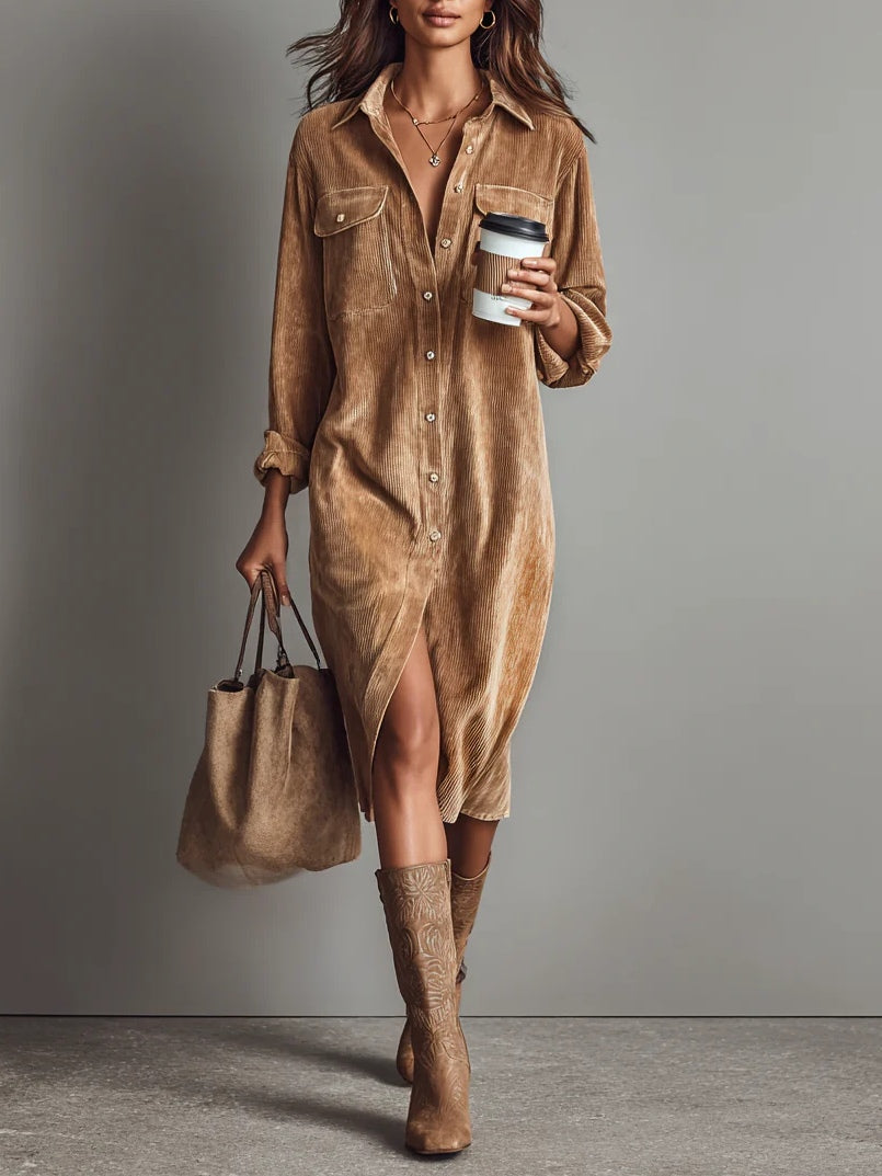 Giulia | Jurk van zacht corduroy